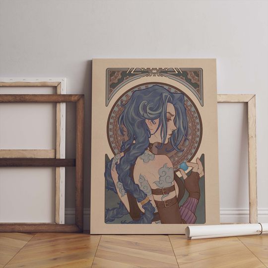 Discover Arcane Game Poster, Game Wall Art, Canvas Print, Gamer Gift, Arcane Jinx, Black White Frame