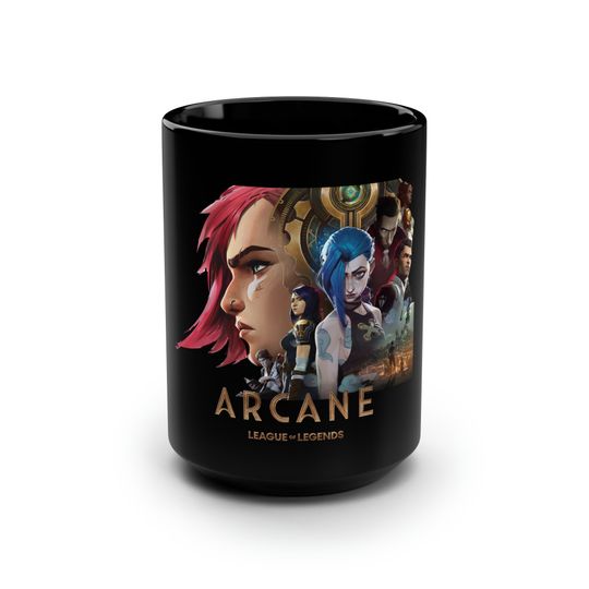 Discover Arcane League of legends Black Mug, Arcane Netflix Graphic tea cup