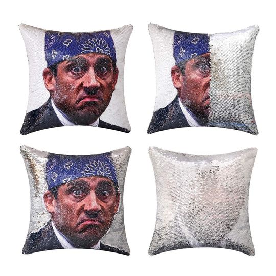 Discover MICHAEL SCOTT - The Office "Prison Mike" Fan Sequin Pillowcase