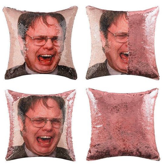 Discover Dw Schrute - The Office Laughing Face Fan Sequin Pillowcase