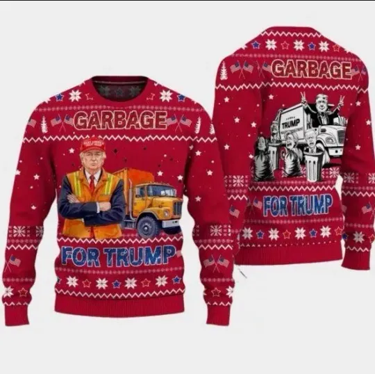 Discover Garbage For Trump 2024 Patriotic Christmas Ugly Sweater