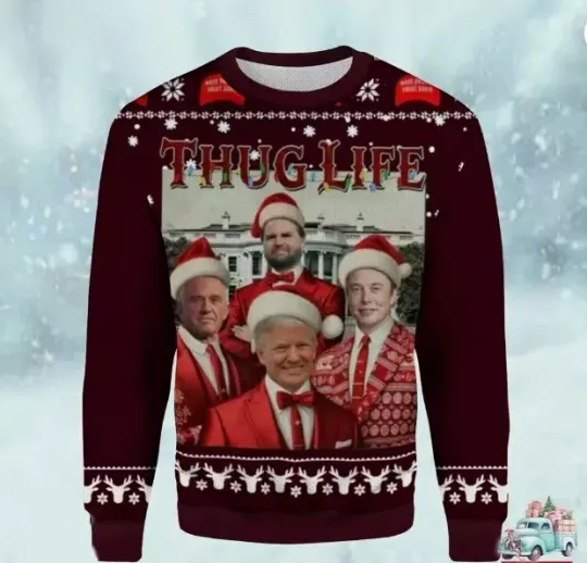 Discover Trump Santa Thug Life Funny Ugly Christmas Sweater