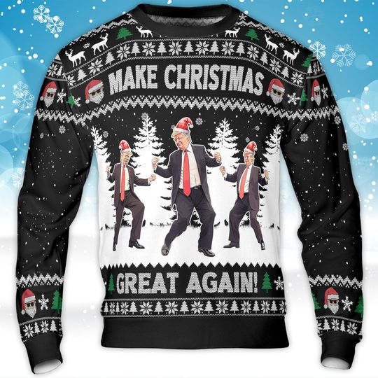 Discover Make Christmas Great Again, Funny Trump Dancing Ugly Sweater, Trump 2024 Christmas Sweater