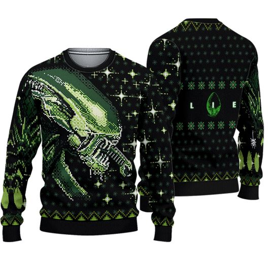 Discover Xenomorph Alien Ugly Christmas Sweatshirt | Alien Movie Christmas Sweater