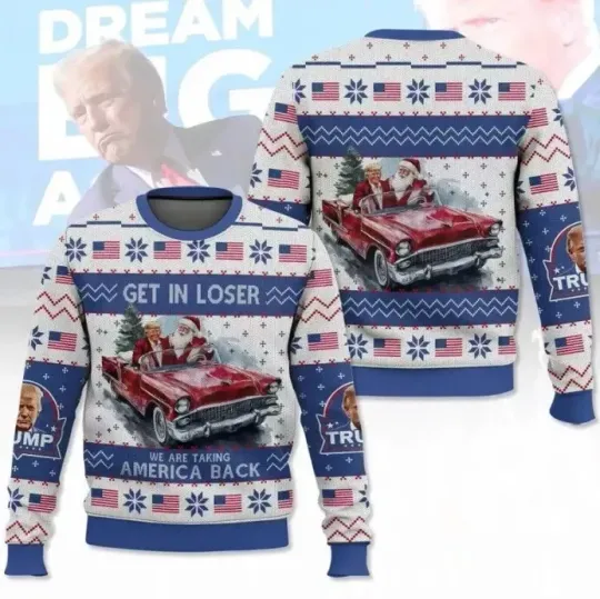 Discover BG Trump Take America Back Christmas Ugly Sweater, Donald Trump Santa Christmas