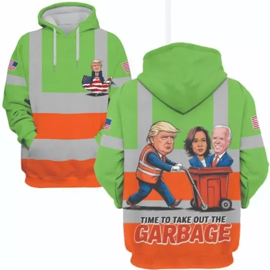 Discover Time to take out Garbage Trump 2024 Political 3D All Over Print Hoodie