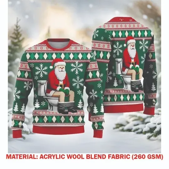 Discover Santa Claus On The Toilet Ugly Christmas Sweater