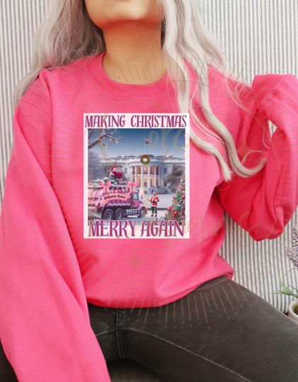 Discover Trump With Christmas Garbage Truck Sweatshirt, Make Christmas Merry Again