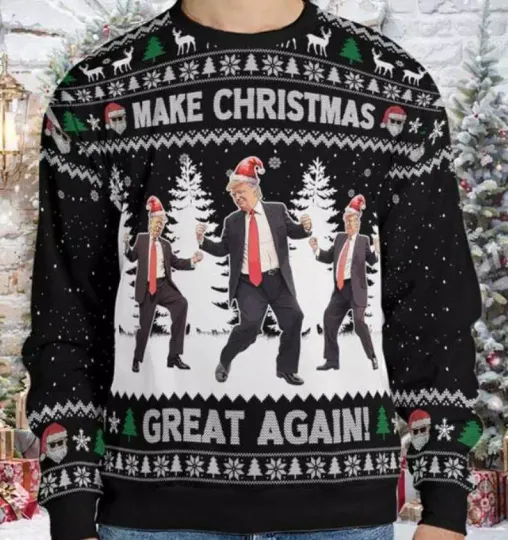 Discover Trump 2024 Christmas Ugly Sweater,Humorous Trump Daddy's House Christmas Sweater