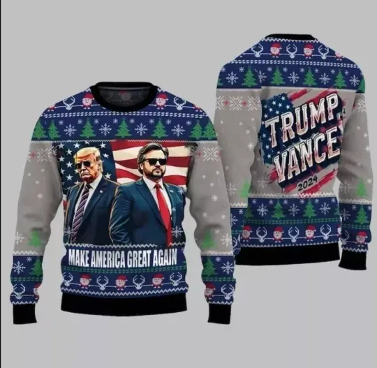 Discover Trump Vance 2024 Ugly Christmas Sweater-Donald Trump President Christmas Sweater