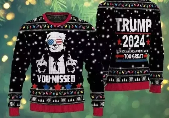 Discover Donald Trump Christmas Sweater 2024 Ugly Sweater Trump Merry Christmas Ugly