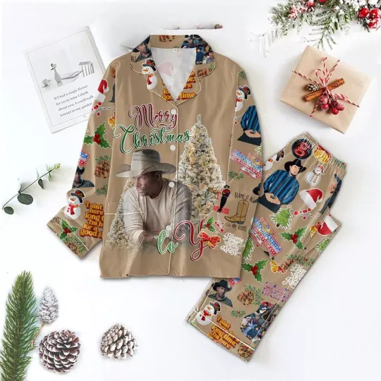 Discover Garth Brooks Blame It On My Roots Merry Christmas Pajamas Set
