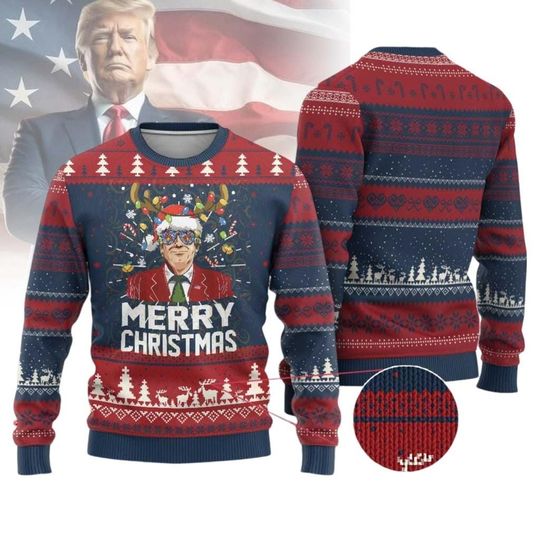 Discover Donald Trump Ugly Christmas Sweater, Patriotic Trump Christmas