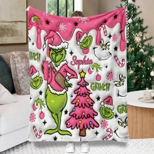 Discover Custom Name Grin.ch Christmas Blanket