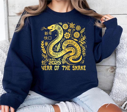 Discover 2025 The Year Of The Snake Sweatshirt, Happy Lunar New Year Sweatshirt