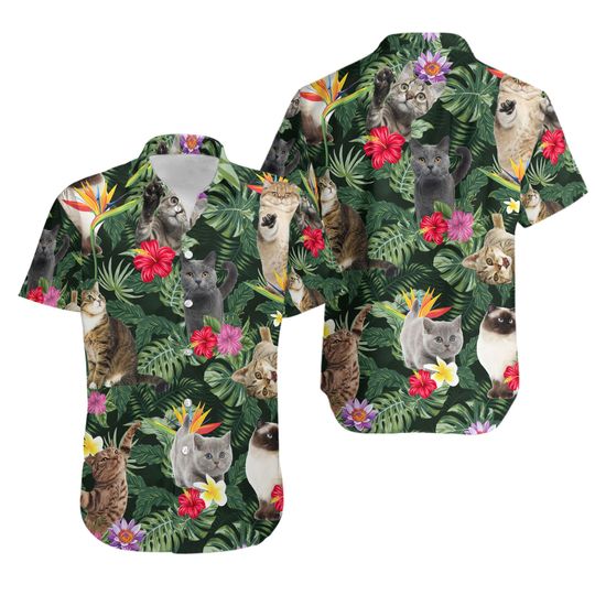 Discover Funny Cat Hawaiian Shirt for Men
