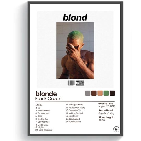 Discover Frank Ocean Blonde Album Cover Poster, Album Art, Wall Art