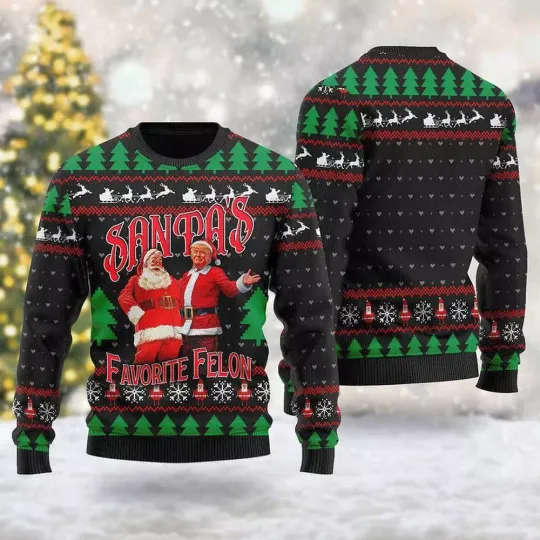 Discover Santas Favorite Felon Trump Ugly Christmas Sweater, Christmas Party Xmas Sweatsh