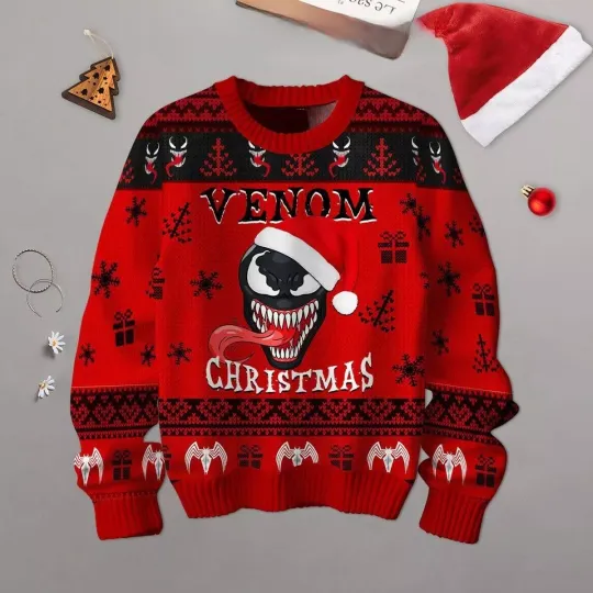 Discover Venom Just Waiting For Christmas 2024 Last Dance Ugly Sweater