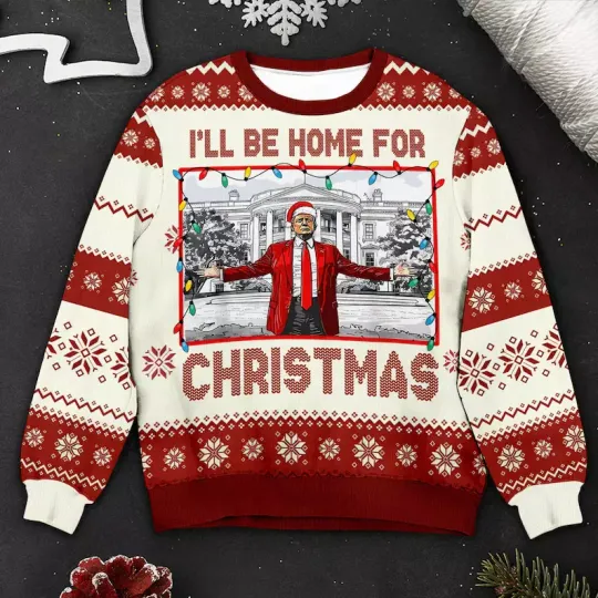 Discover Trump Daddy Home Ugly Christmas Sweater, MAGA 2024 Ugly Sweater