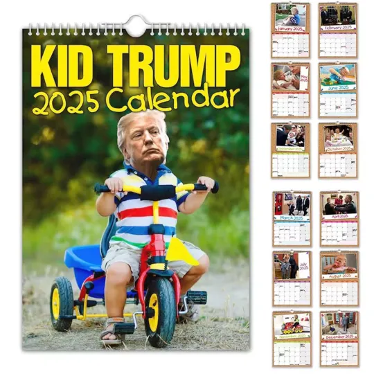 Discover KID TRUMP 2025CALENDAR Wall Calendar Funny Donald Trump Calendar for Home Office