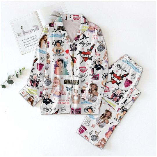 Discover Christmas Gift, Miley Cyrus Pajama Set, Flowers Women Pajamas Set
