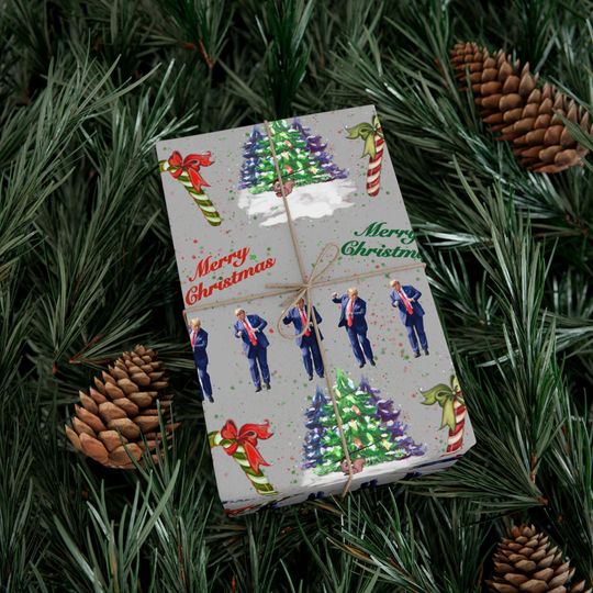Discover President Trump silhouette dancing wrapping paper