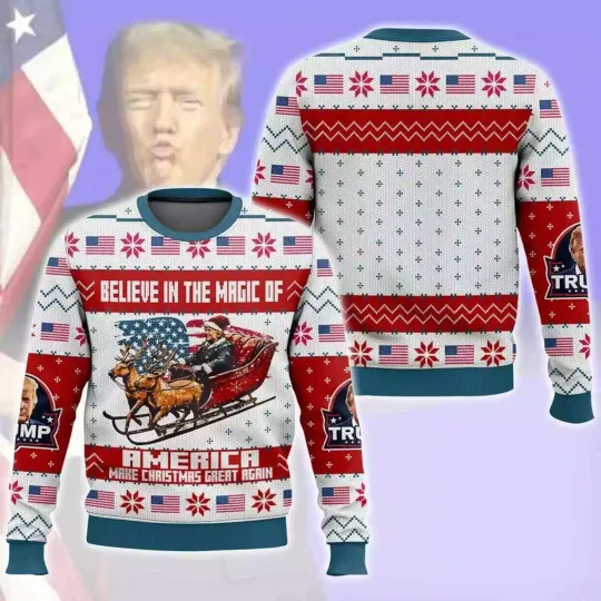 Discover Trump Believe In The Magic Of America Make Christmas Great Again Ugly Sweater