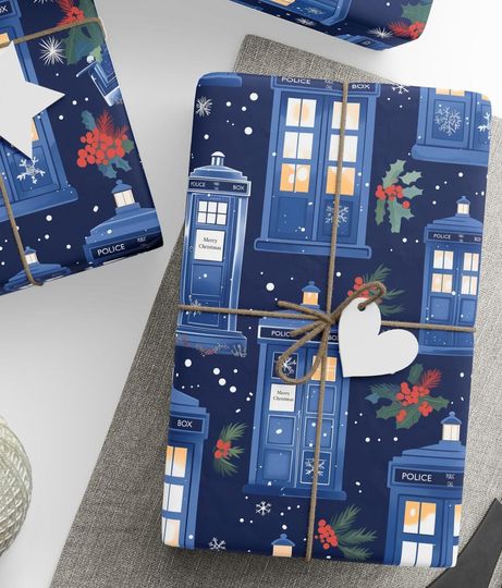 Discover Wrapping Papers, Dr Who Christmas Pattern Gift Wrap, Tardis Xmas Present Wrap