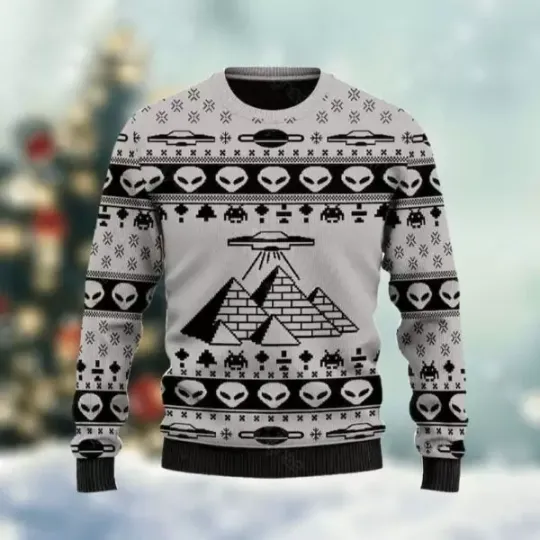Discover Alien Ancient Pyramid Ugly Christmas Sweater