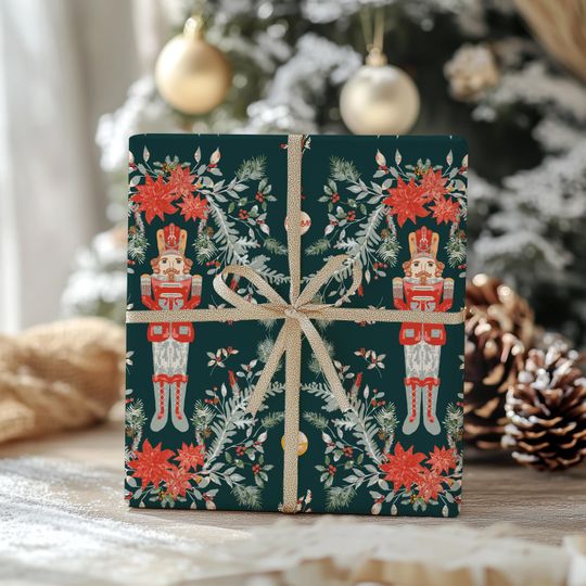 Discover Christmas gifted Wrapping Paper: Vintage Nutcracker and Winter Florals