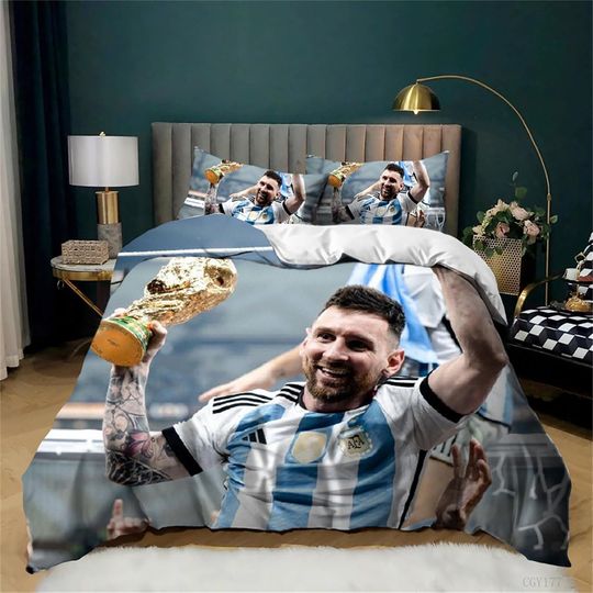 Discover Lionel Messi Bedding Set Soccer Star Duvet Cover Set, Gift For Fan