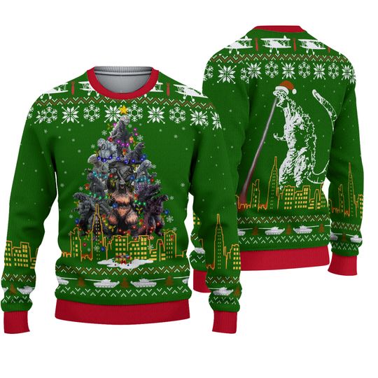 Discover god zilla Ugly Christmas Sweater Shirt, god zilla Ugly Christmas