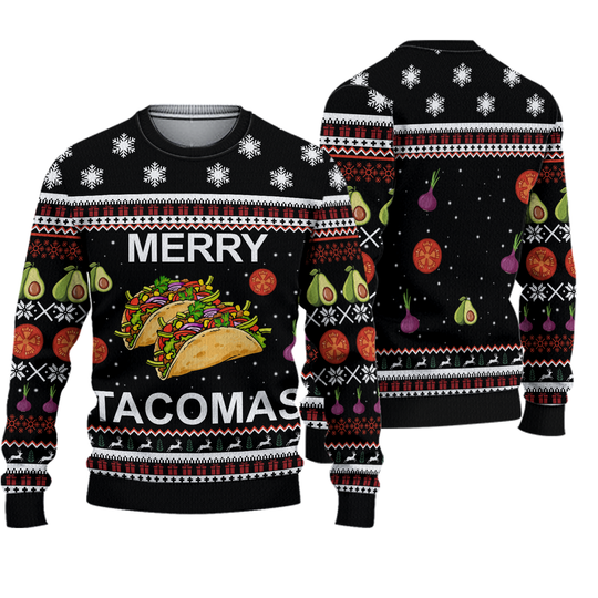 Discover Merry Tacomas 3D Sweater, Taco Lovers Ugly Christmas Sweater