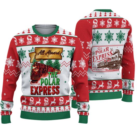 Discover Polar Express Ugly Christmas Sweater, North Pole Xmas Sweater, Christmas Train