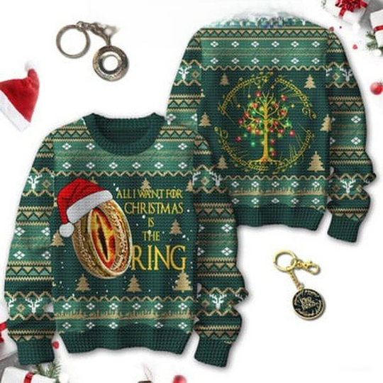 Discover All I Want For Christmas Is The Ring Christmas Ugly Sweatshirts, Gifts for Fan