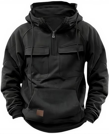 Discover Cargo Hoodies for Men Tactical Sweatshirt Quarter Zip Cargo Pullover Hoodies