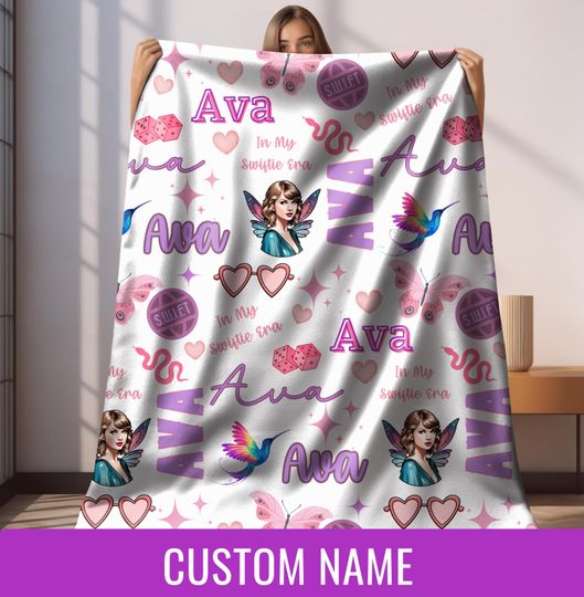 Discover Custom Swiftie Blanket For Girls Custom Name on Blanket Swift Merch Gift Christmas Gift for Room Decor Swift