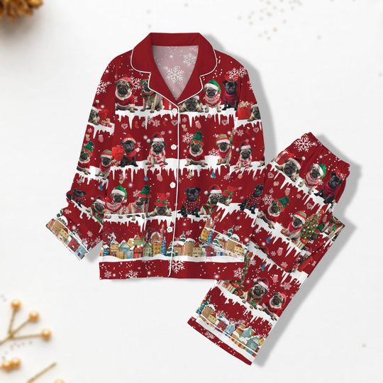 Discover Pug Christmas Pajamas Set, Dogs Christmas Pajamas, Pug Mom Shirt