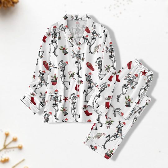 Discover Christmas Dancing Skeleton Pajamas, Skeleton Christmas Shirt
