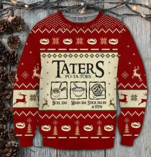 Discover Lord Of The Rings Taters Potatoes Red Ugly Christmas Sweater