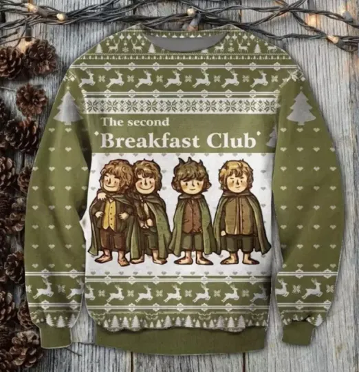 Discover The Lord Of The Rings The Second Breakfast Club Ugly Sweater, 2024 Xmas Sweater