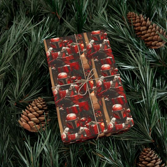 Discover Mandolorian Christmas Festive Gift Wrap Papers, Holiday Wrapping Paper