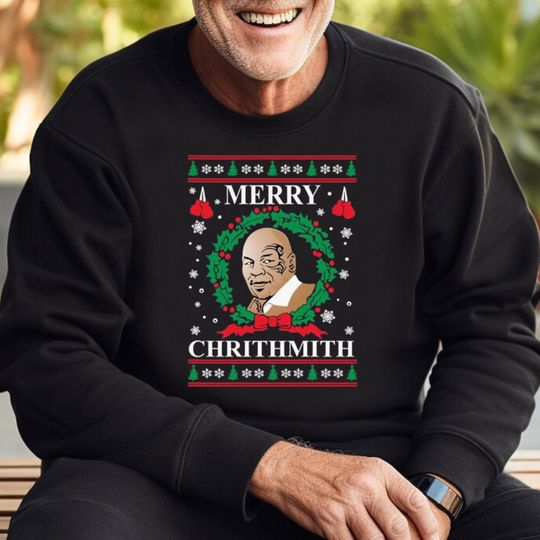 Discover Funny Mike Tyson Christmas Sweater | "Merry Chrithmith" Ugly Holiday Sweatshirt