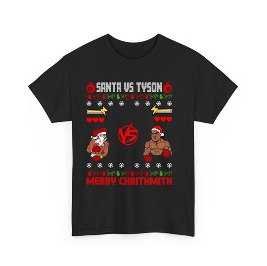 Discover Santa vs Tyson Fight Funny T shirt Merry Chrithmith Mike Tyson Merry Christmas