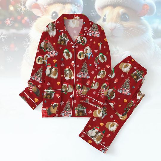 Discover Hamster Santa Christmas Pajamas Set, Cute Xmas Pj Set