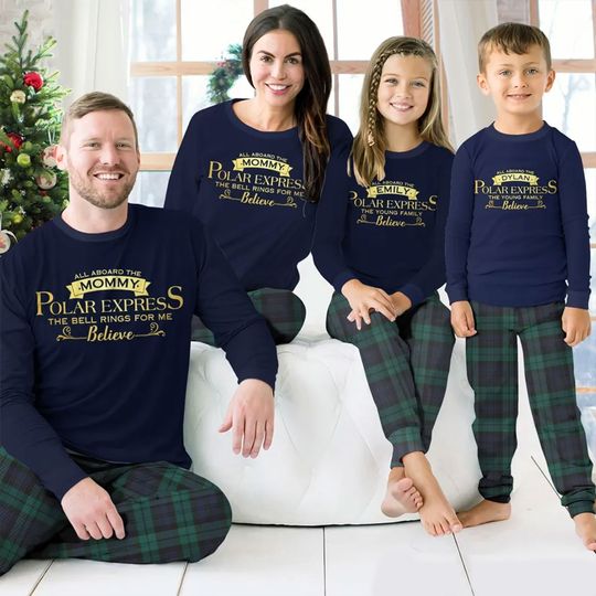Discover Personalized Polar Express Matching Family Pajamas Set