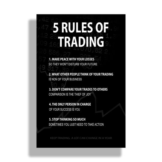 Discover 5 Rules Of Trading Stock Market Trader Motivation Premium Matte Vertical Poster
