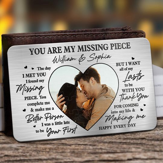 Discover Custom Photo You Are My Missing Piece - Couple Personalized Custom Aluminum Wallet Card
