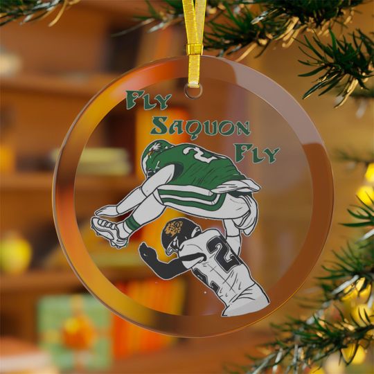 Discover Saquon Barkley "Fly Saquon Fly" Philadelphia, Glass Ornament, Broad Street Philly